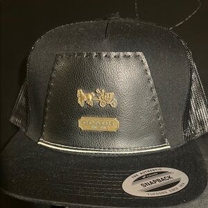 Coach Black Snapback Hat with Gold Logo